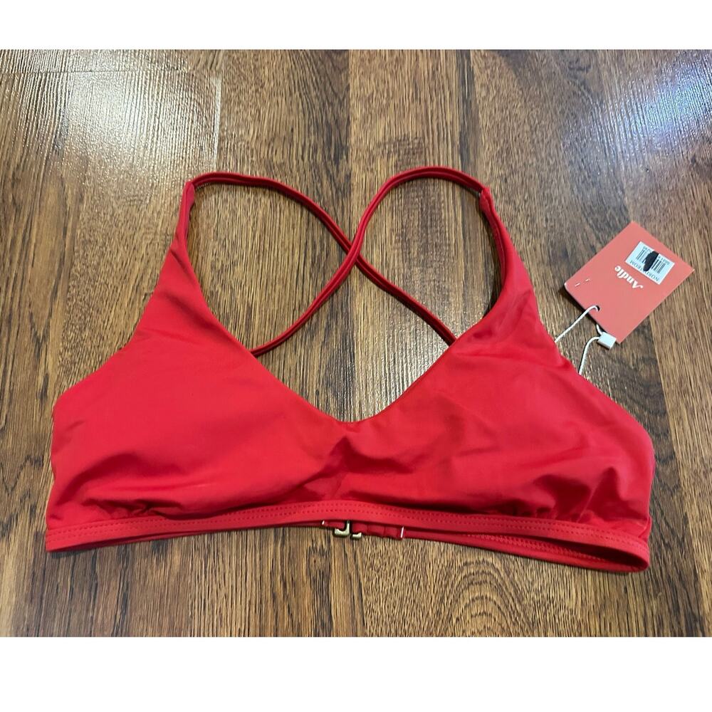 Andie Valencia Bikini Top Women’s Small Red NWT Swim Top Supportive Minimalist - Picture 3 of 9